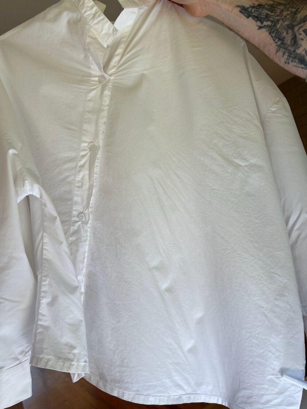 Toteme White Mandarin Collar Button-Front women’s Shirt - Picture 7 of 8